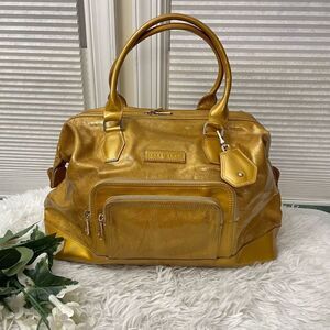LONGCHAMP Legende Verni Frame Bag Gold Patent‎ Leather large Zip Handbag/ Tote
